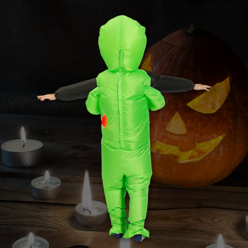 Alien Kostüm Kinder 120–140cm – mit Lüfter & Batteriekasten