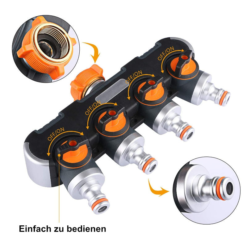 Garten 4-Wege-Wasserverteiler Wasserhahnadapter Wasserhahn-Splitter