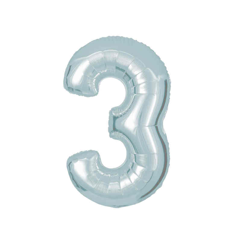 Folienballon Zahl 3 Zahlenballon Chrom 72cm