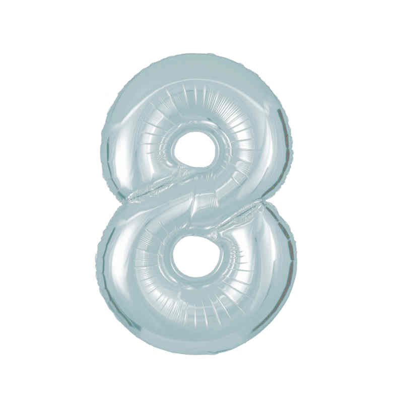 Folienballon Zahl 8 Zahlenballon Chrom 72cm