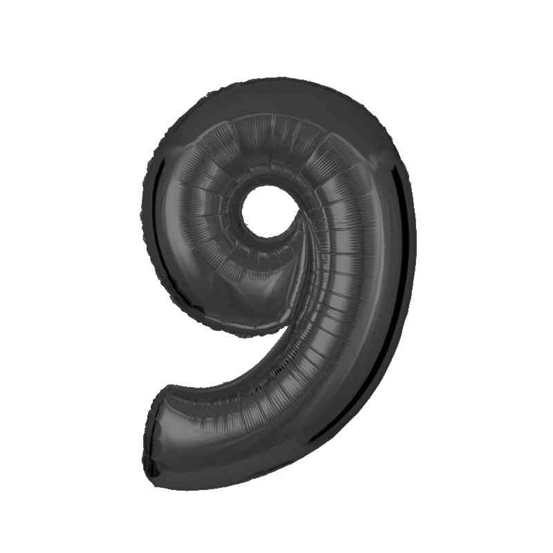 Zahlenballon Zahl 9 Folienballon Schwarz 72cm