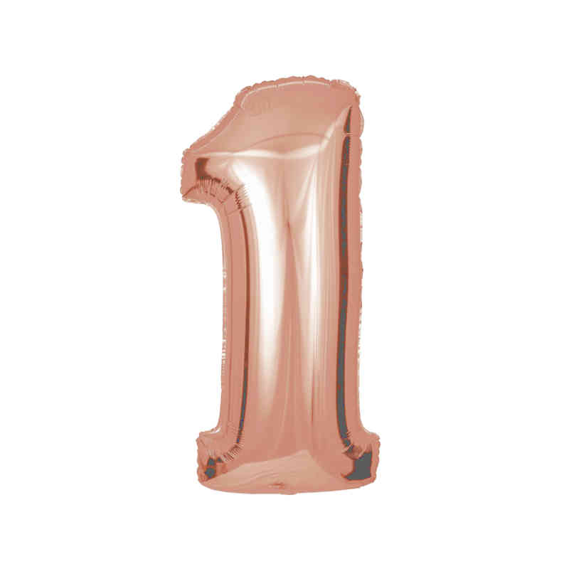 Zahlenballon Zahl 1 Folienballon Roségold 72cm