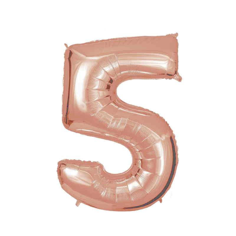 Zahlenballon Zahl 5 Folienballon Roségold 72cm