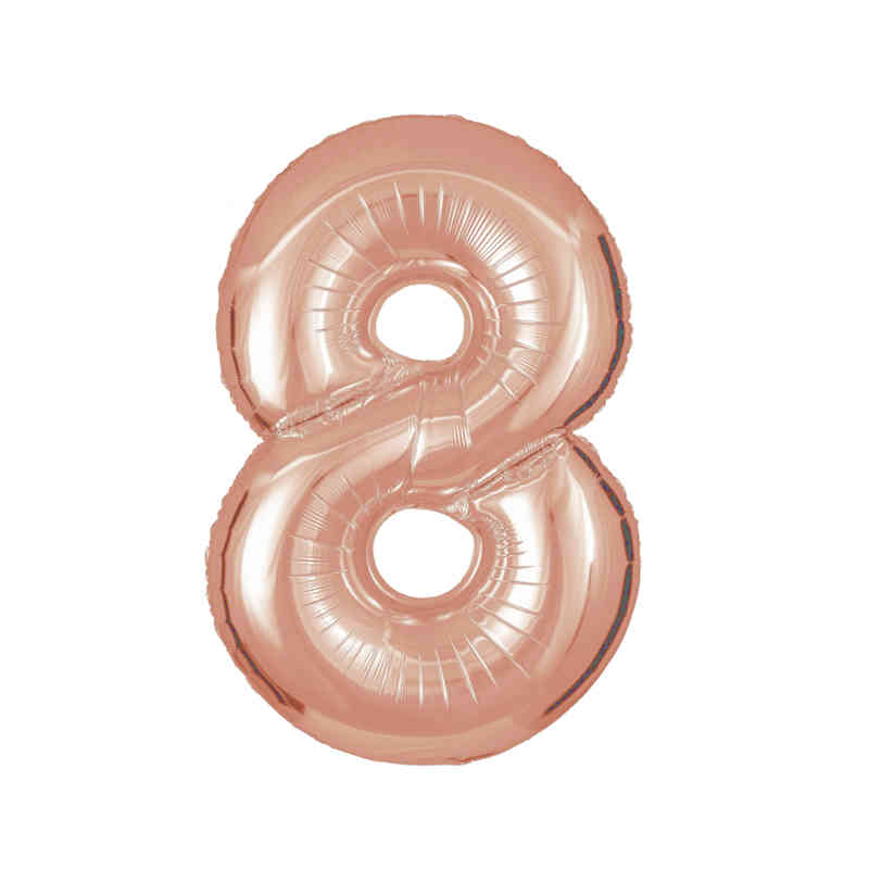 Folienballon Zahl 8 Roségold Zahlenballon 72cm