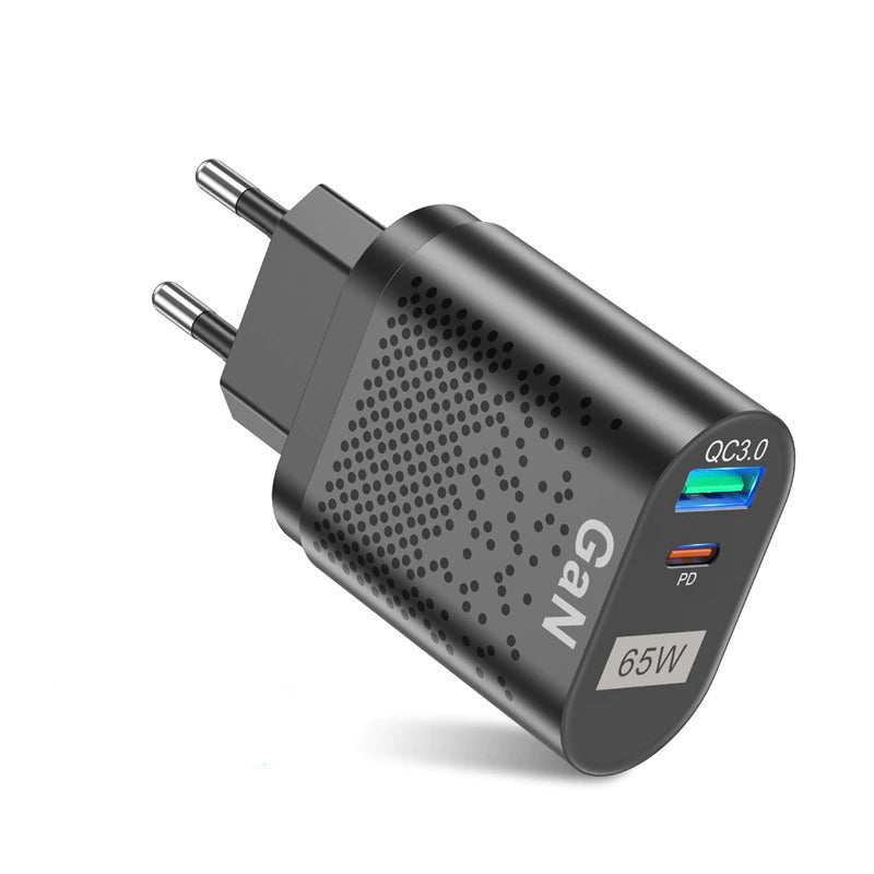 GaN 2-Port Fast Charger USB-C + USB-A Ladegerät Schnellladeadapter