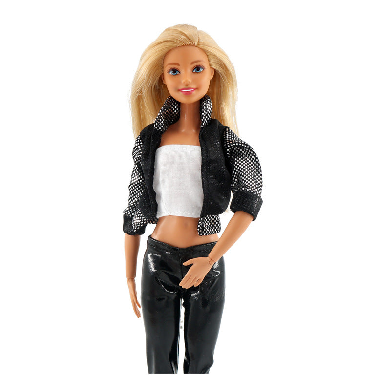 Hose Jacke und Top für Barbie Puppen Retro Collection Schwarz Weiss