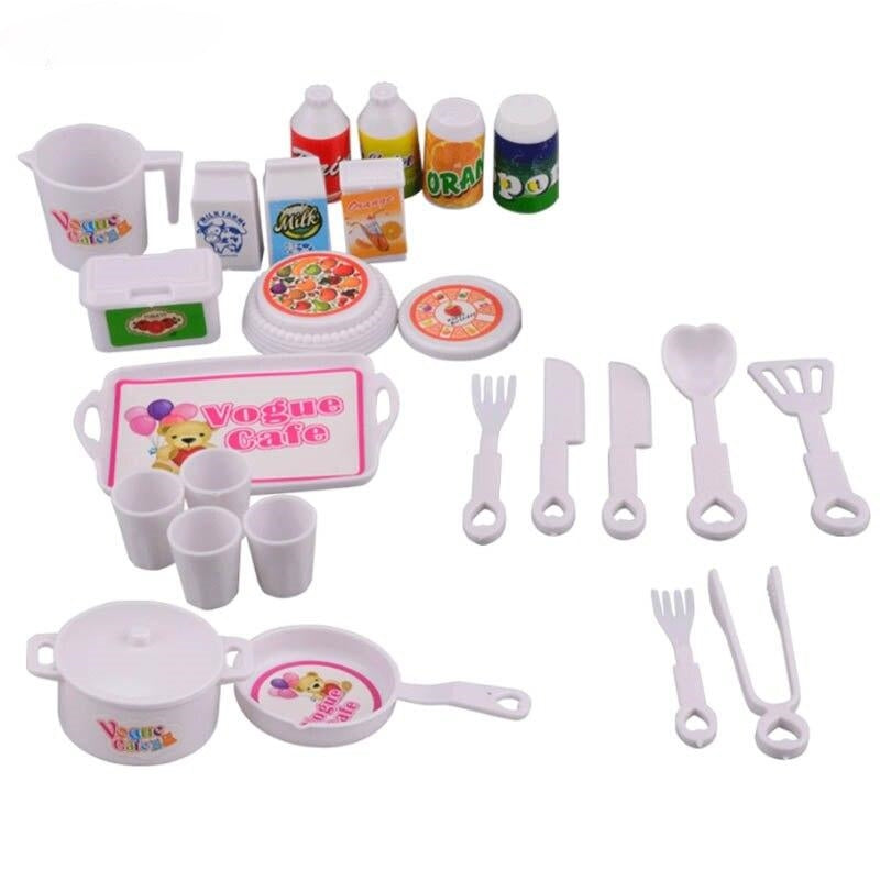 Spielküche 26-teiliges Zubehör Set für Barbie Haushalt Puppenhaus