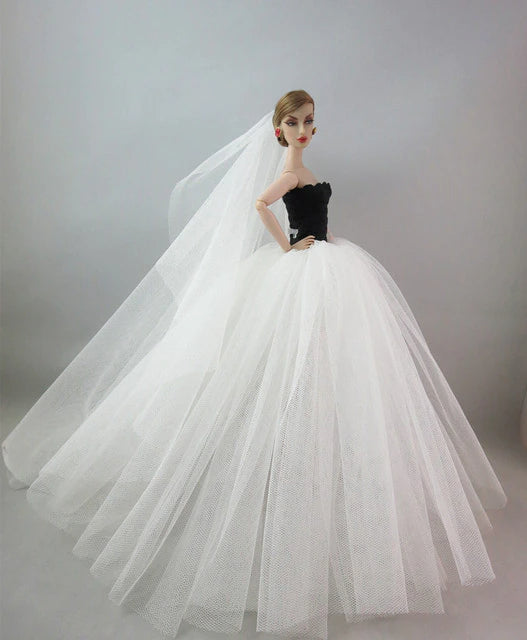 Hochzeitskleid Mode für Barbie Puppen Kleider Zubehör Weiss Schwarz