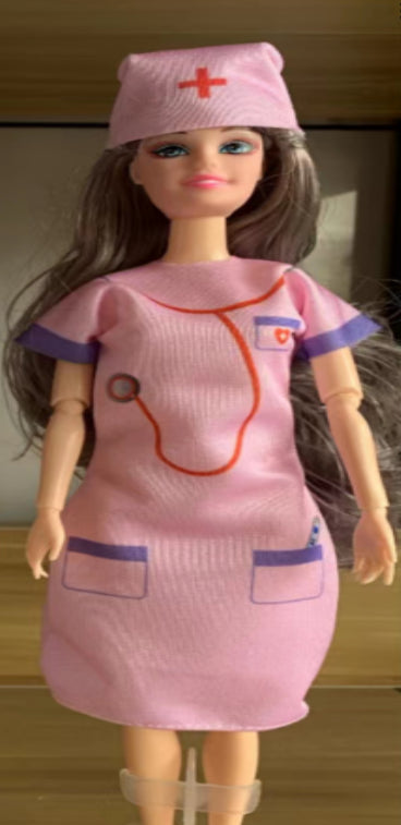 Kittel Puppen Zubehör Barbie Spielset Krankenschwester Pink Violett