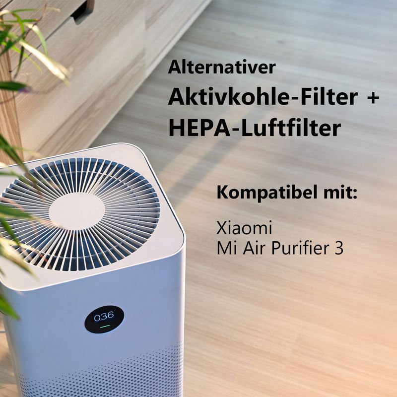 Alternatives HEPA- & Aktivkohlefilter-Set zu Xiaomi Mi Air Purifier 3