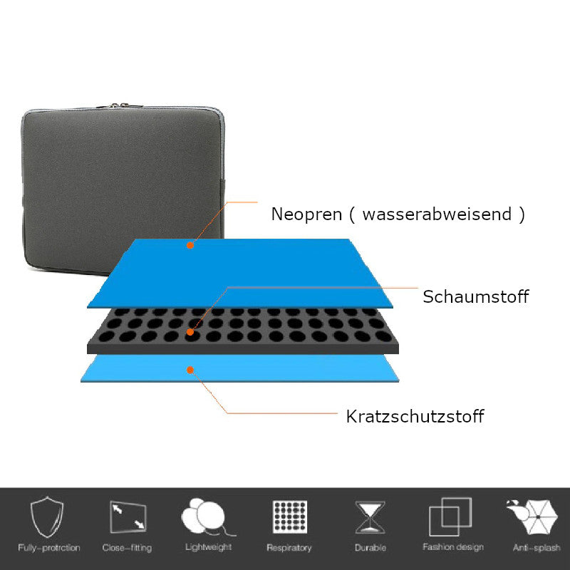 Neopren Sleeve Laptoptasche Notebooktasche Macbook wasserabweisend 14.8 Zoll
