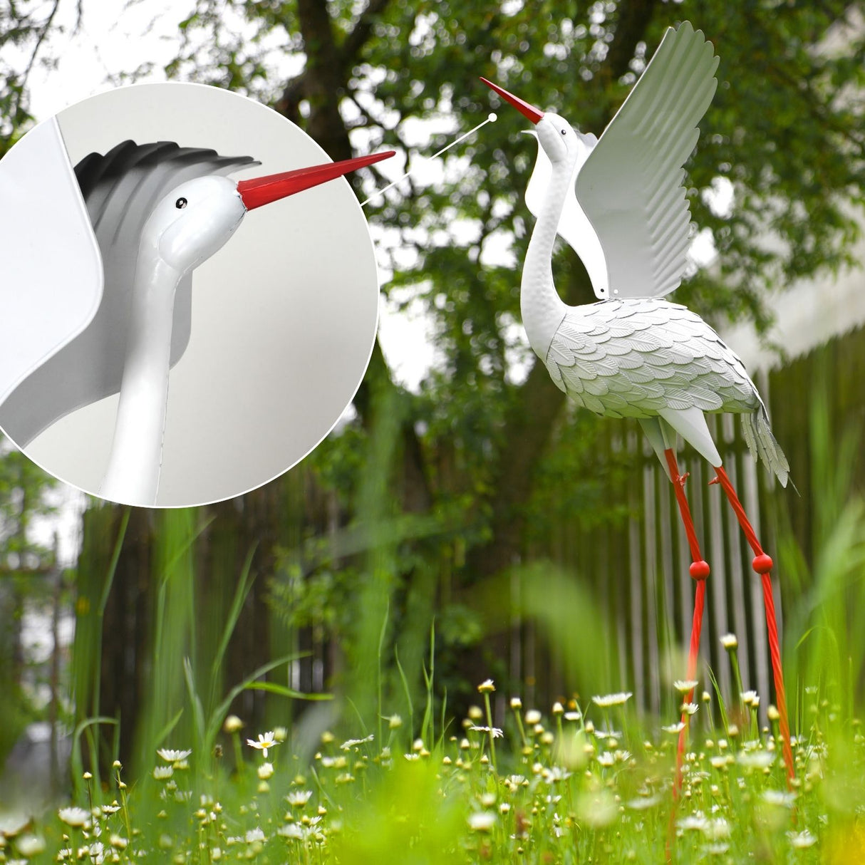 Kranich Metall Dekofigur Gartendekoration Gartenfigur Gartenskulptur