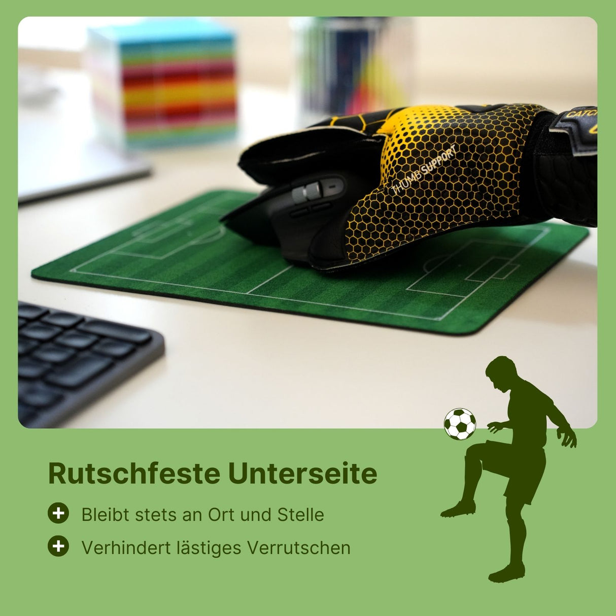 Mausmatte 26cm x 21cm Fussballfeld Mousepad Anti-Rutsch PC Mauspad