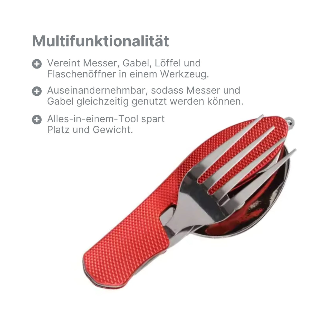 4in1 Outdoor-Besteck-Set Gabel Messer Löffel Flaschenöffner Campingbesteck