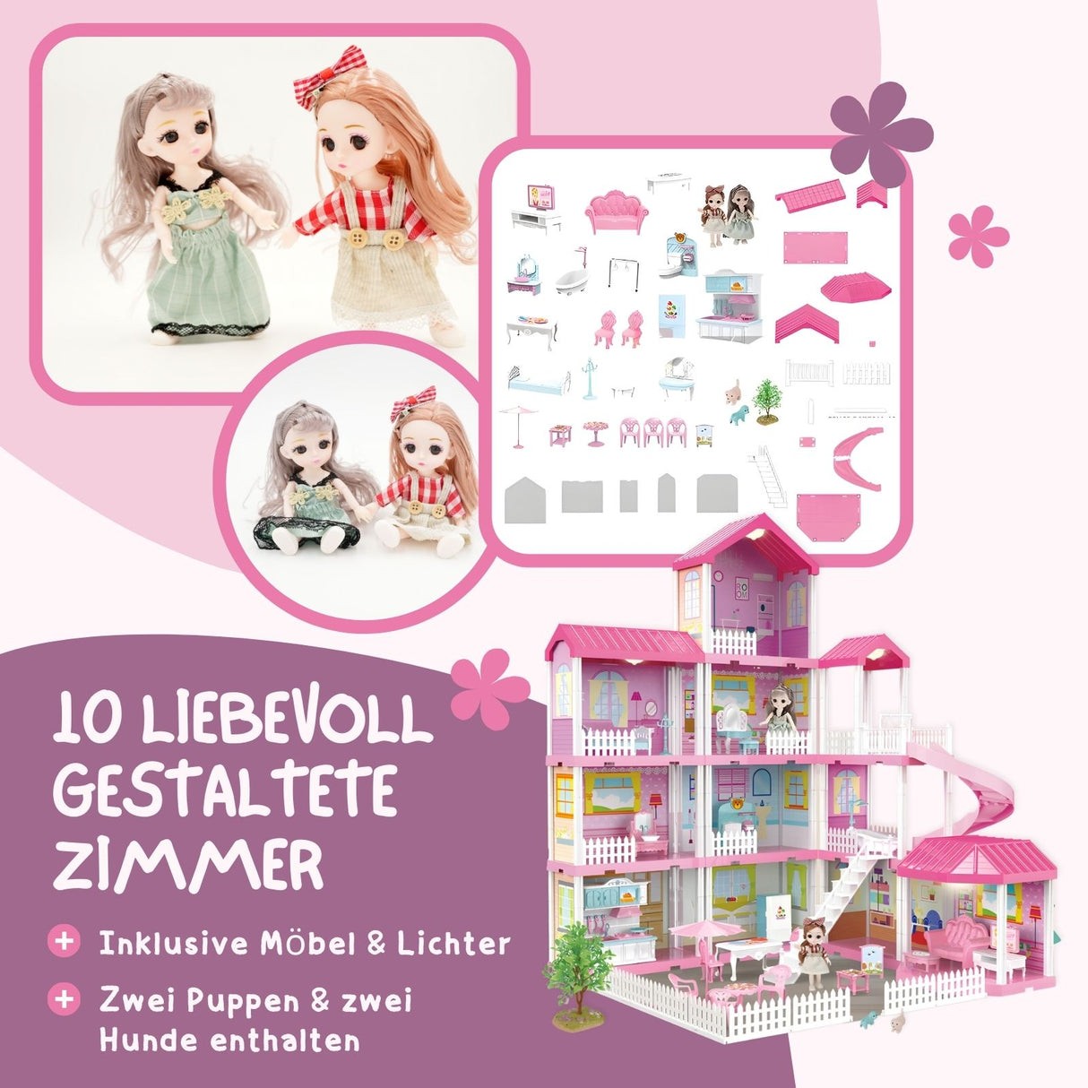 Puppen Haus Spielhaus Villa Stube Möbel Spielzeug Residenz Schloss