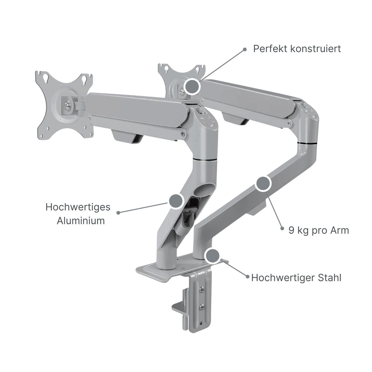 Doppel-Monitorhalterung Monitorarm 2 Monitore Tischhalterung