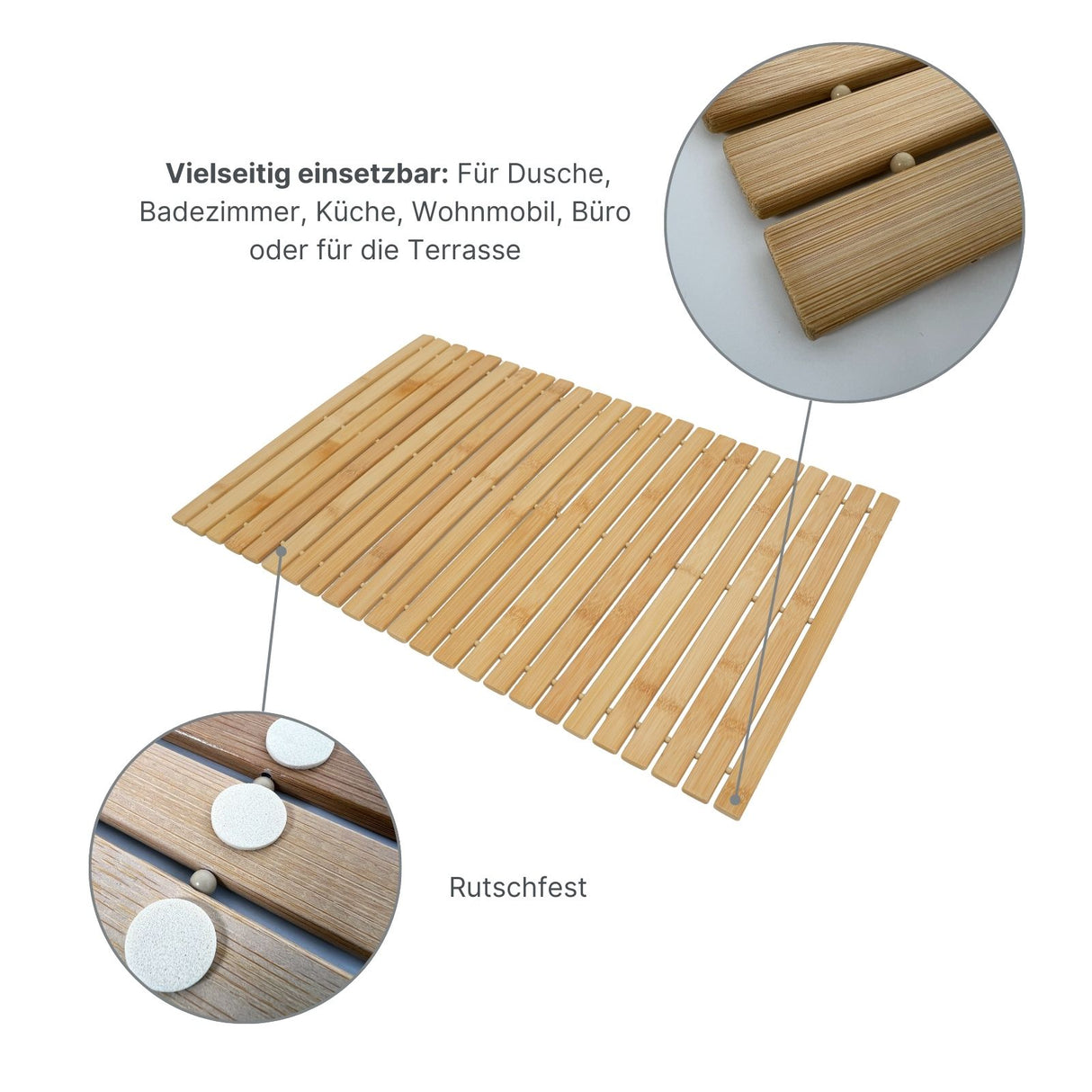 Bambus Badteppich Bamboo Fussmatte Badematte Badezimmerläufer