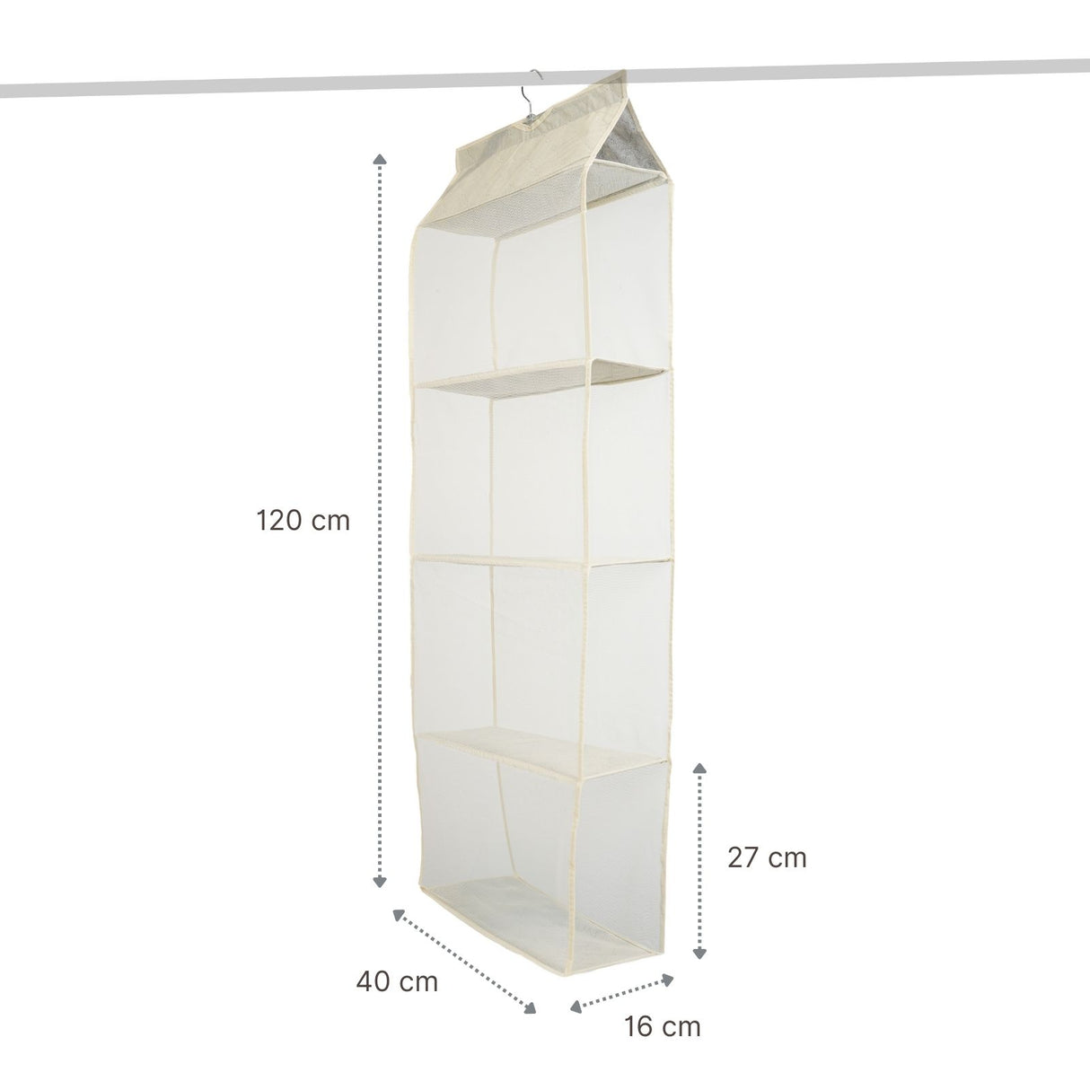 Handtaschen-Organizer zum Aufhängen Hängeaufbewahrung 4 Fächer Beige