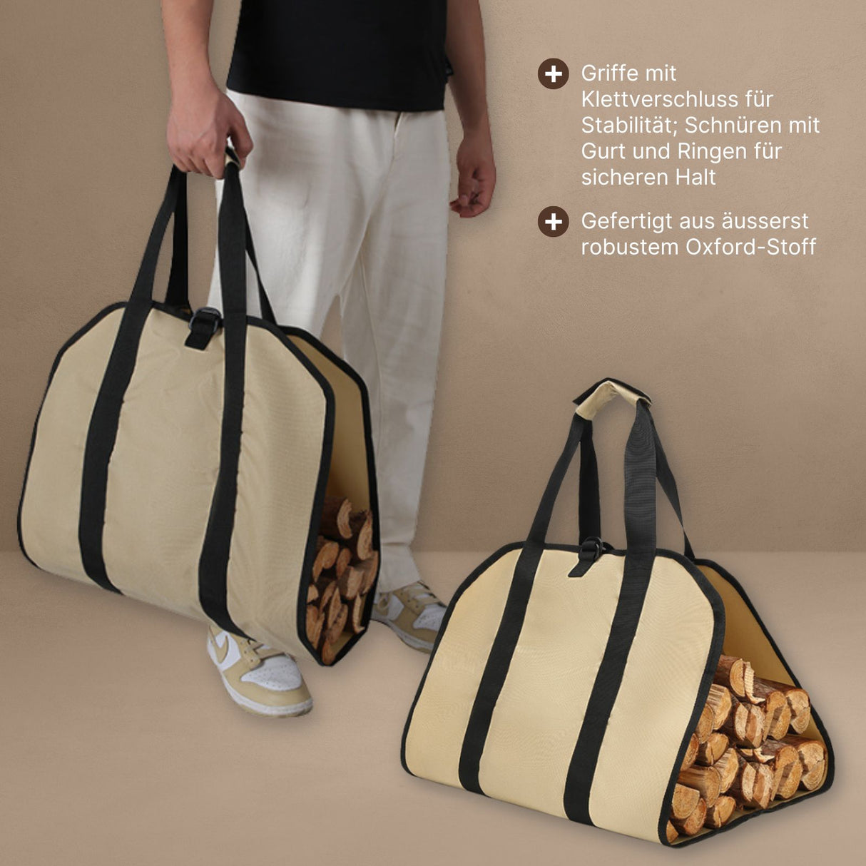 Brennholztasche Brennholz-Tragehilfe Holztragetasche Kamintasche