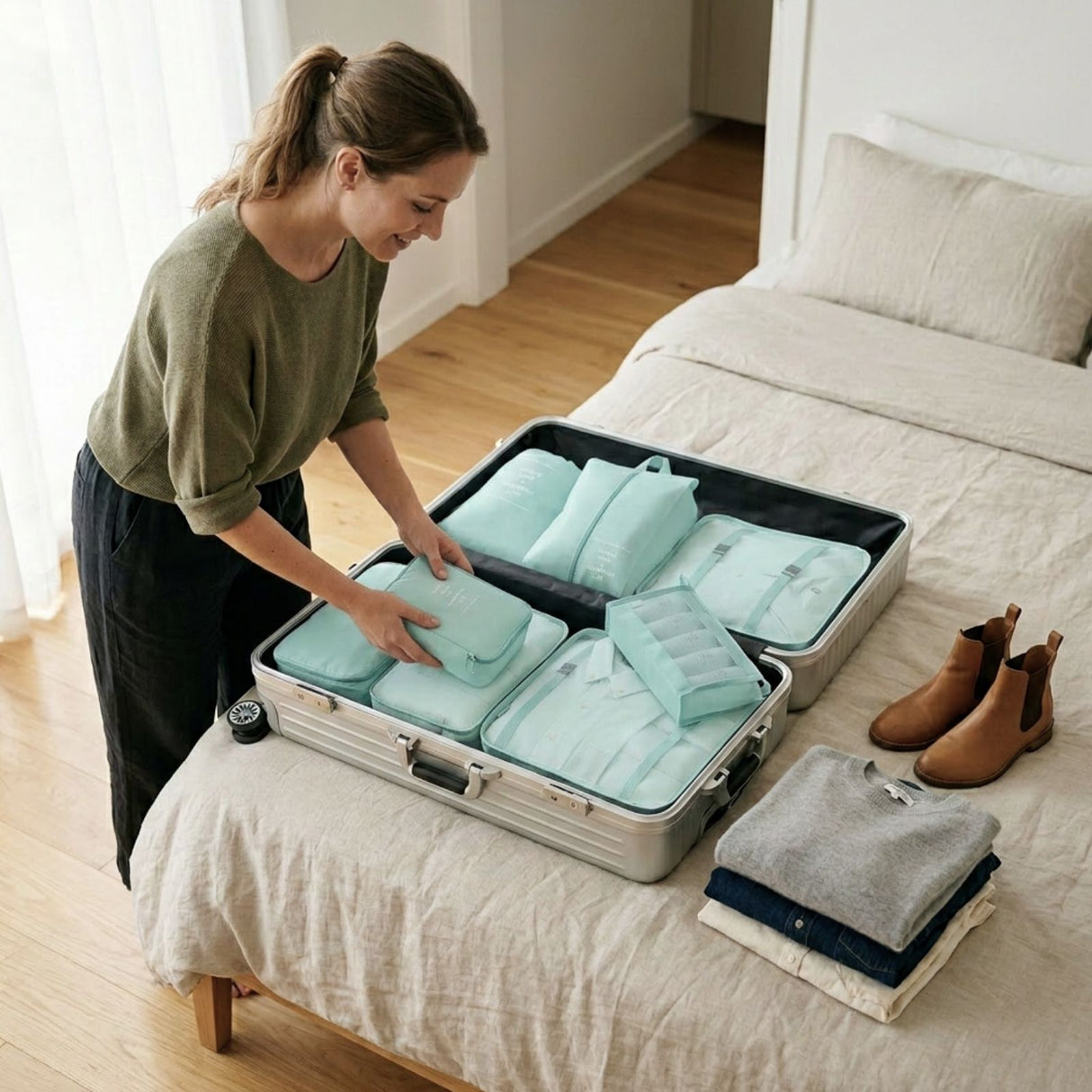 Reisebeutel Koffer-Organizer Packsack Aufbewahrungsbeutel Set