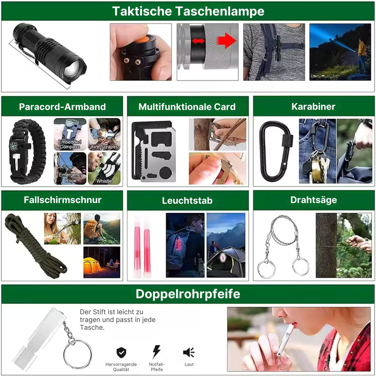 103-teiliges Survival-Kit Outdoor-Survival-Rucksack Survival-Tools SOS-Erste-Hilfe-Kit