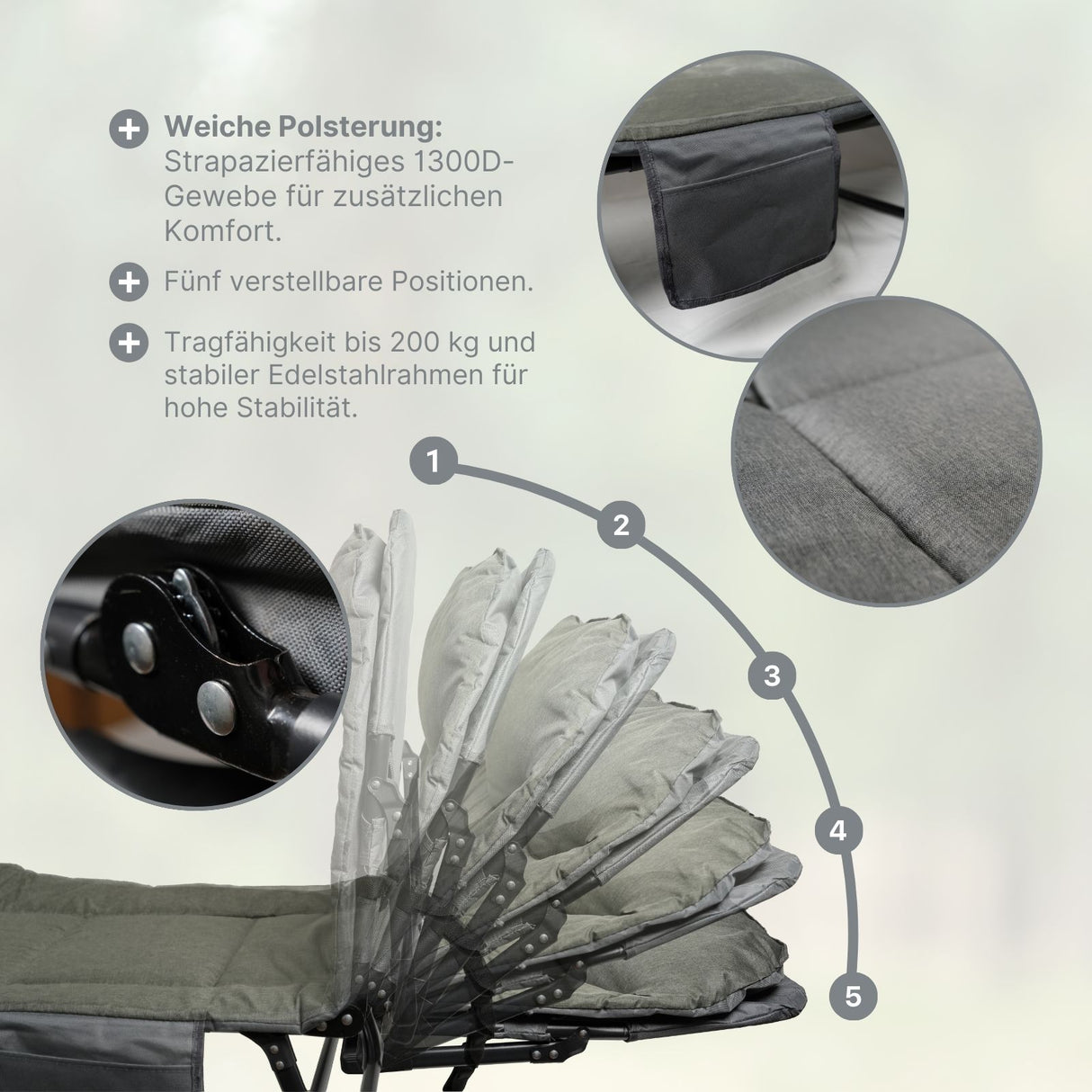 Campingliege Outdoor-Liege Feldbett Sonnenliege Klappbett