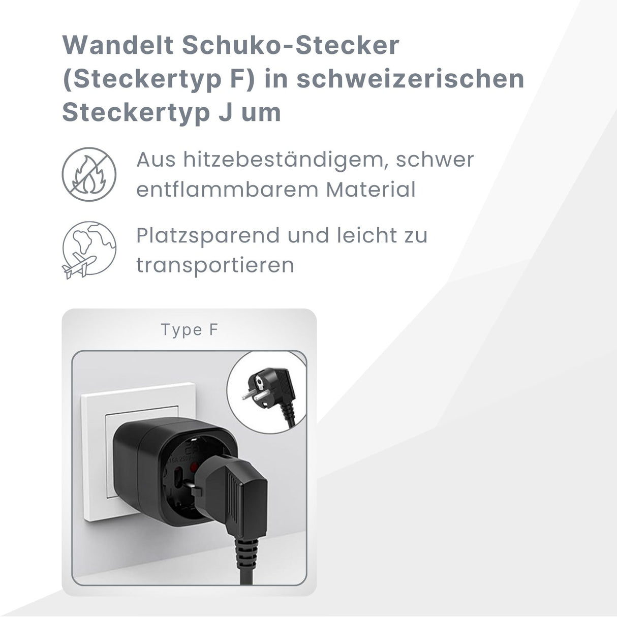 Adapter Schuko zu Schweiz Steckdosenadapter Konvertierungsstecker