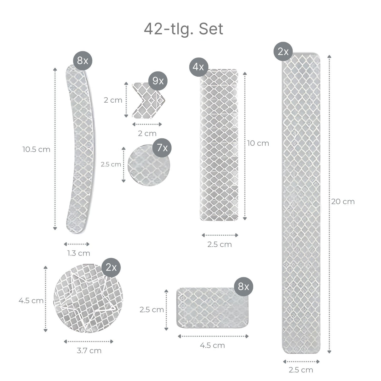 42-tlg. Set Reflektierende Sticker Veloaufkleber Leuchtaufkleber Reflektor-Sticker