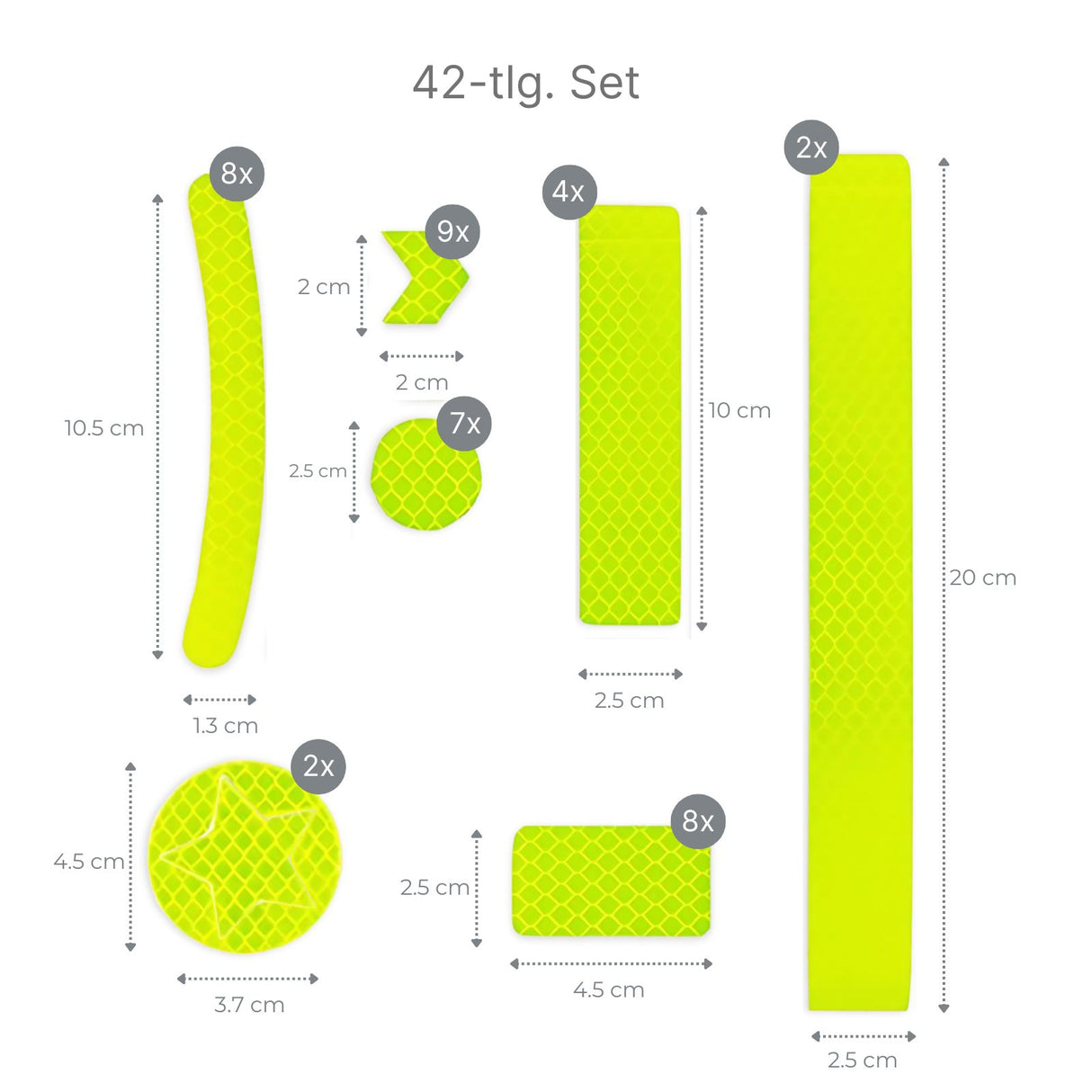 42-tlg. Set Leuchtaufkleber Reflektierende Sticker Reflektor-Sticker Veloaufkleber