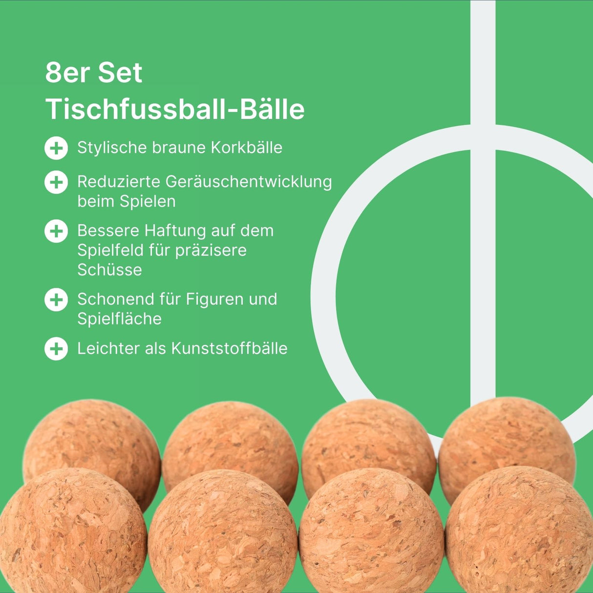 8er Set Tischkickerbälle aus Kork Mini-Fussbälle Tischfussball-Bälle Ersatz-Fussbälle