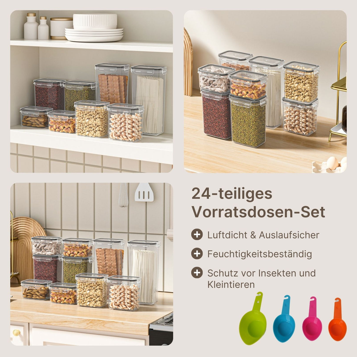 24-teiliges Vorratsdosen-Set mit Deckeln Frischhaltedosen Vorratsbehälter Aufbewahrungsbehälter