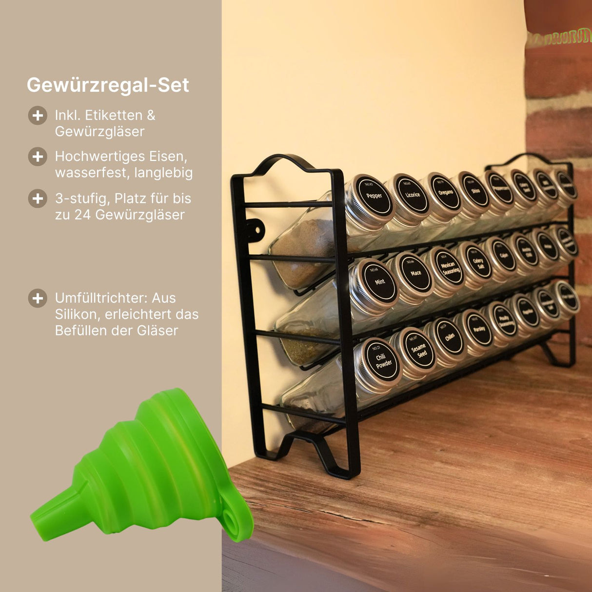 Gewürzregal-Set Gewürzständer Gewürzhalter Gewürzaufbewahrung Gewürz-Organizer