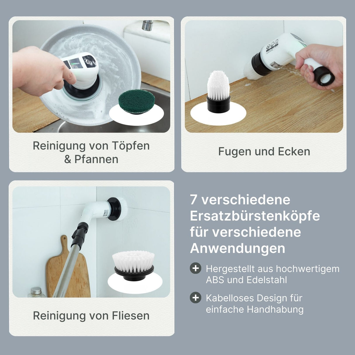 7in1 Elektrische Reinigungsbürste Schrubber Reinigungswerkzeug Bürste Scrubber