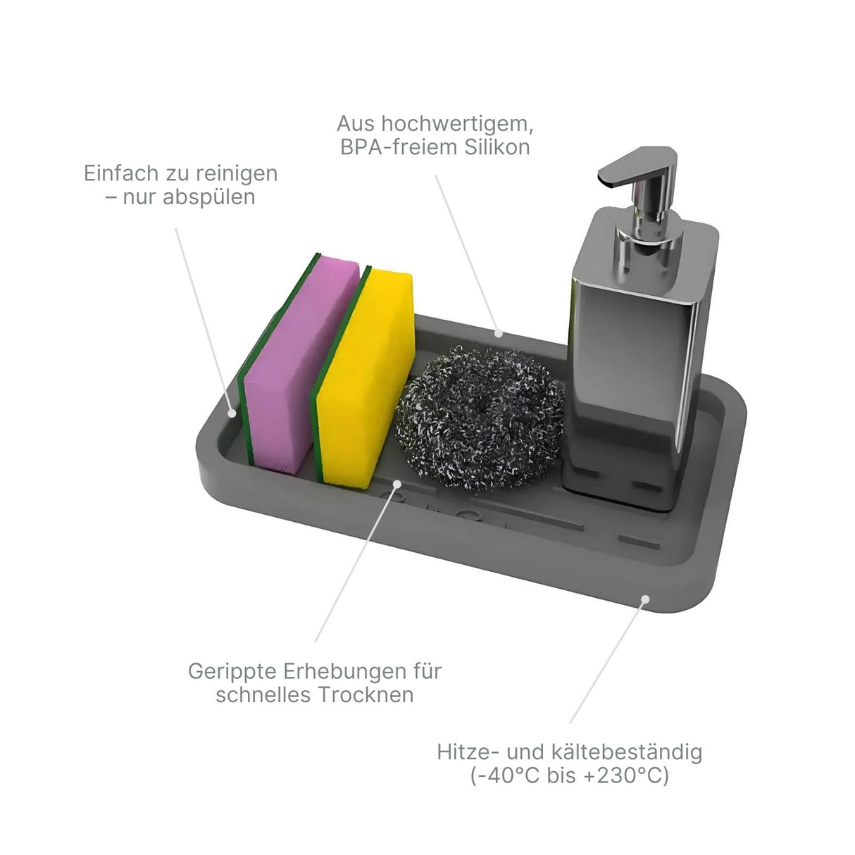 Silikonmatte Abtropfmatte Geschirrmatte Abtropfunterlage Spülbeckenmatte