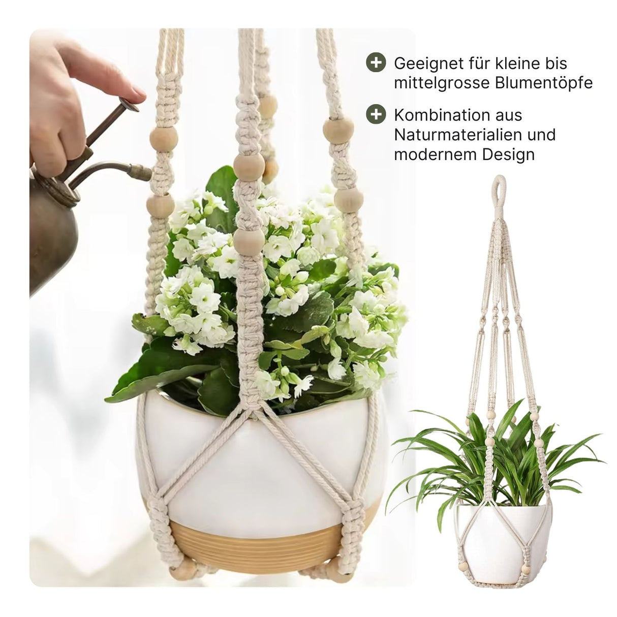 Baumwoll-Hängetopf Hängeampel Blumenampel Makramee-Blumenampel Pflanzenaufhänger