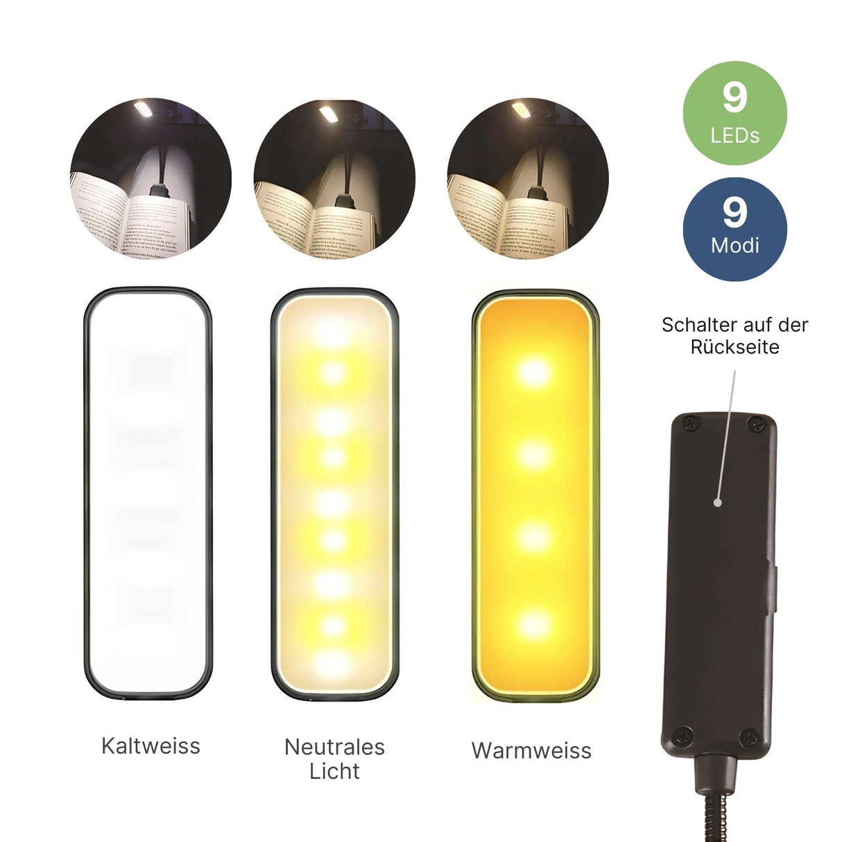 Leselampe LED USB-Leuchte Klemmleuchte Buchlampe Nachttischlampe