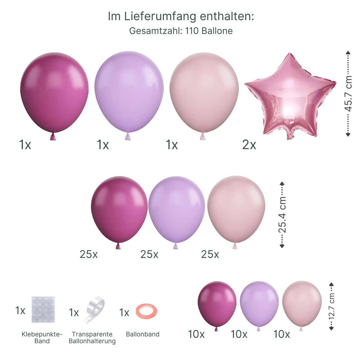 110er Set Geburtstagsballons Party-Luftballons Ballonbogen Luftballons Ballongirlande