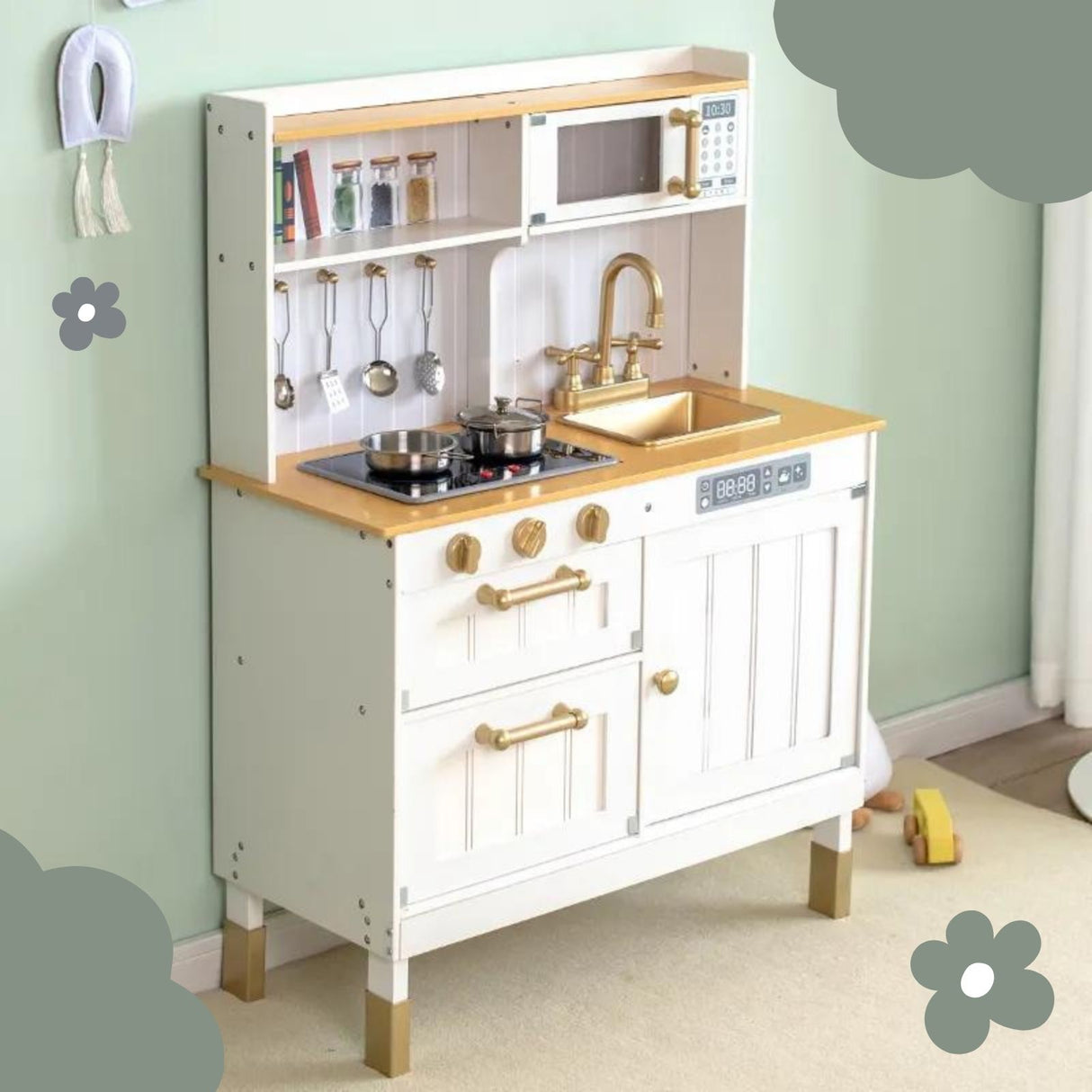 Spielzeugküche aus Holz mit Zubehör Kinderspielzeug Holzspielküche Kinderküche