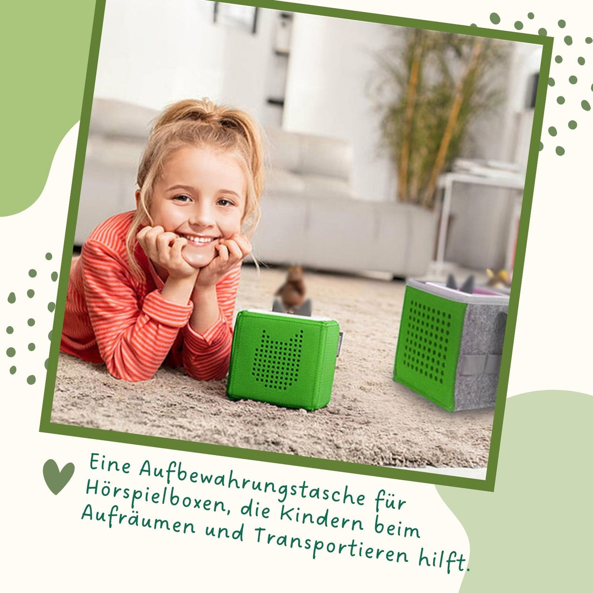 Aufbewahrungstasche für Hörspielbox und Figuren Organizer-Tasche für Hörspiel Grün