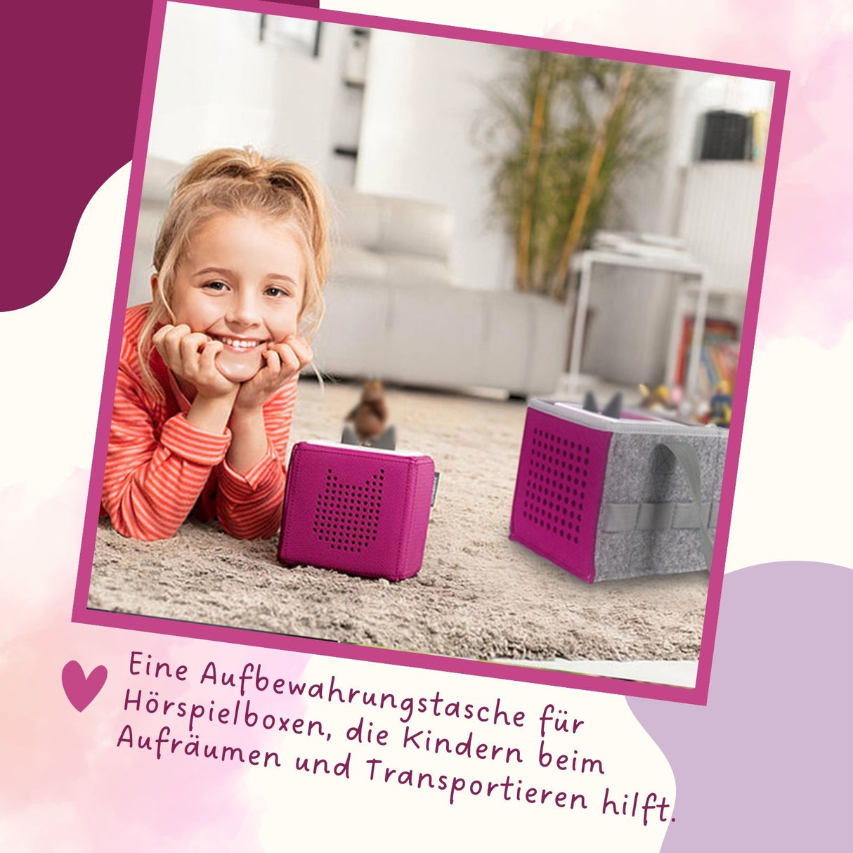 Organizer-Tasche für Hörspiel Aufbewahrungstasche für Hörspielbox und Figuren Pink