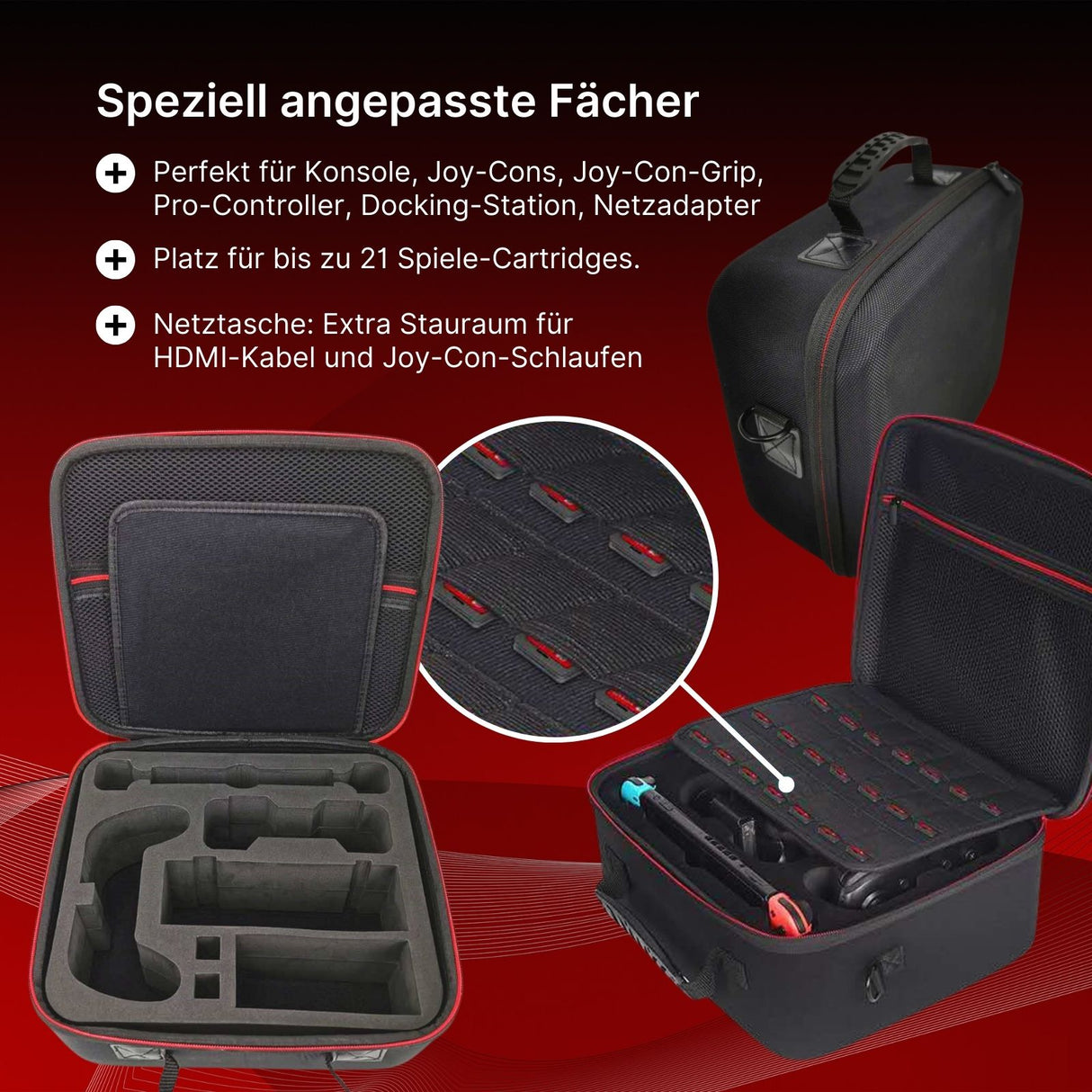 Tragekoffer für Nintendo Switch und Zubehör Transportbox Reisekoffer Aufbewahrungskoffer