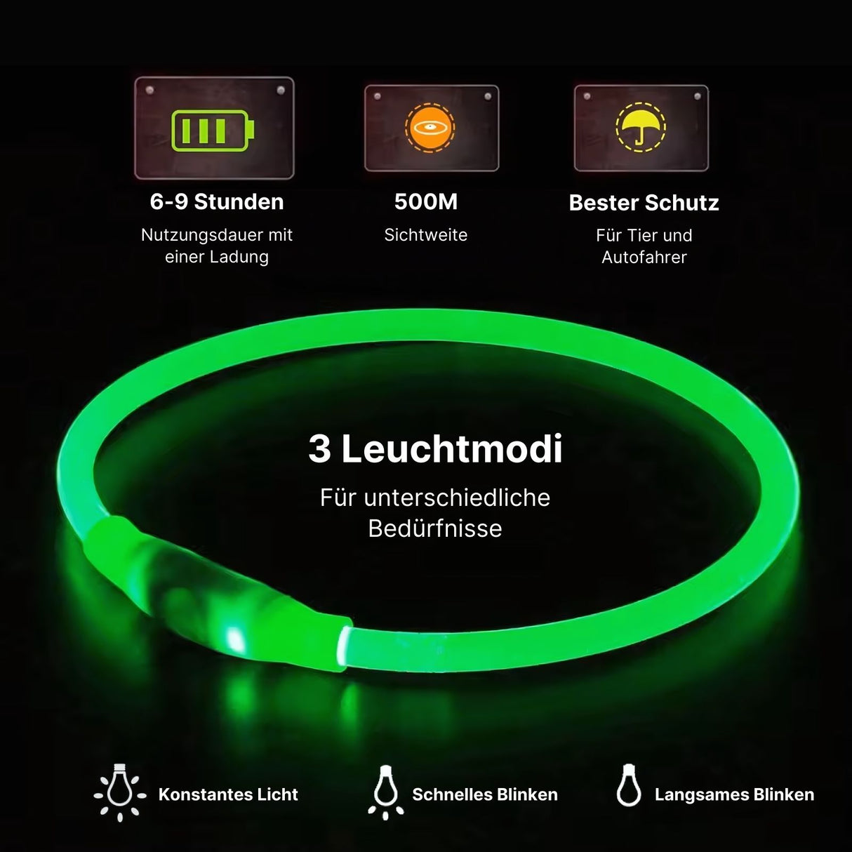 LED-Hundehalsband Sicherheits-Hundehalsband Leuchthalsband Schlauchhalsband
