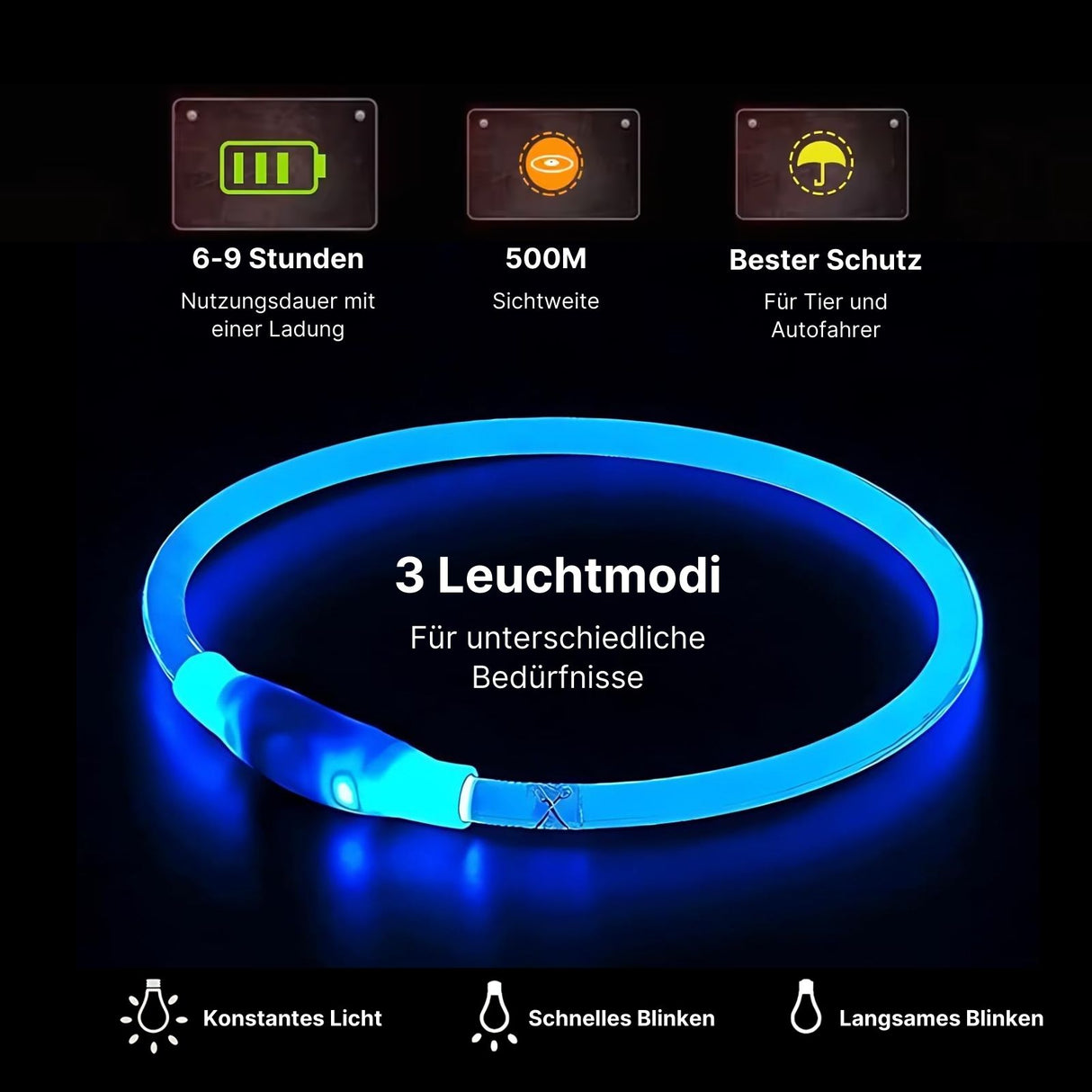 LED-Sicherheits-Hundehalsband Hundehalsband Leuchthalsband Schlauchhalsband
