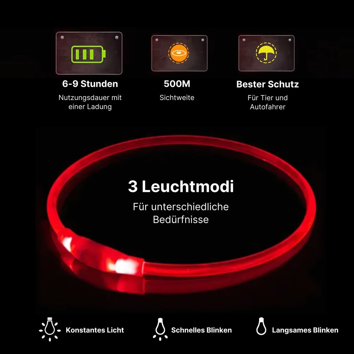 LED-Leuchthalsband Sicherheits-Hundehalsband Hundehalsband Schlauchhalsband