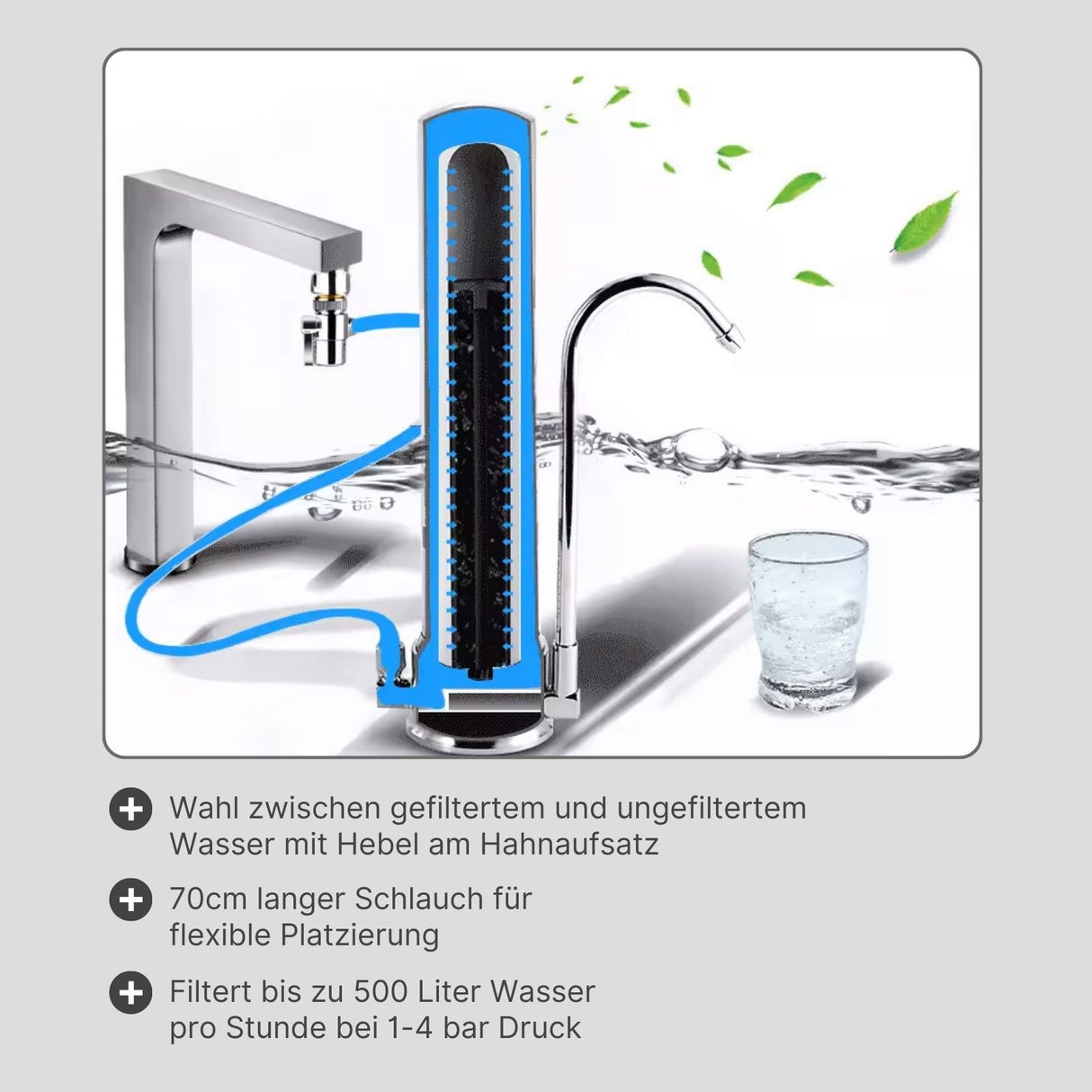 Stand-Wasserfilter Counter Top-Wasserfilter mit Aktivkohle-Filterkartusche