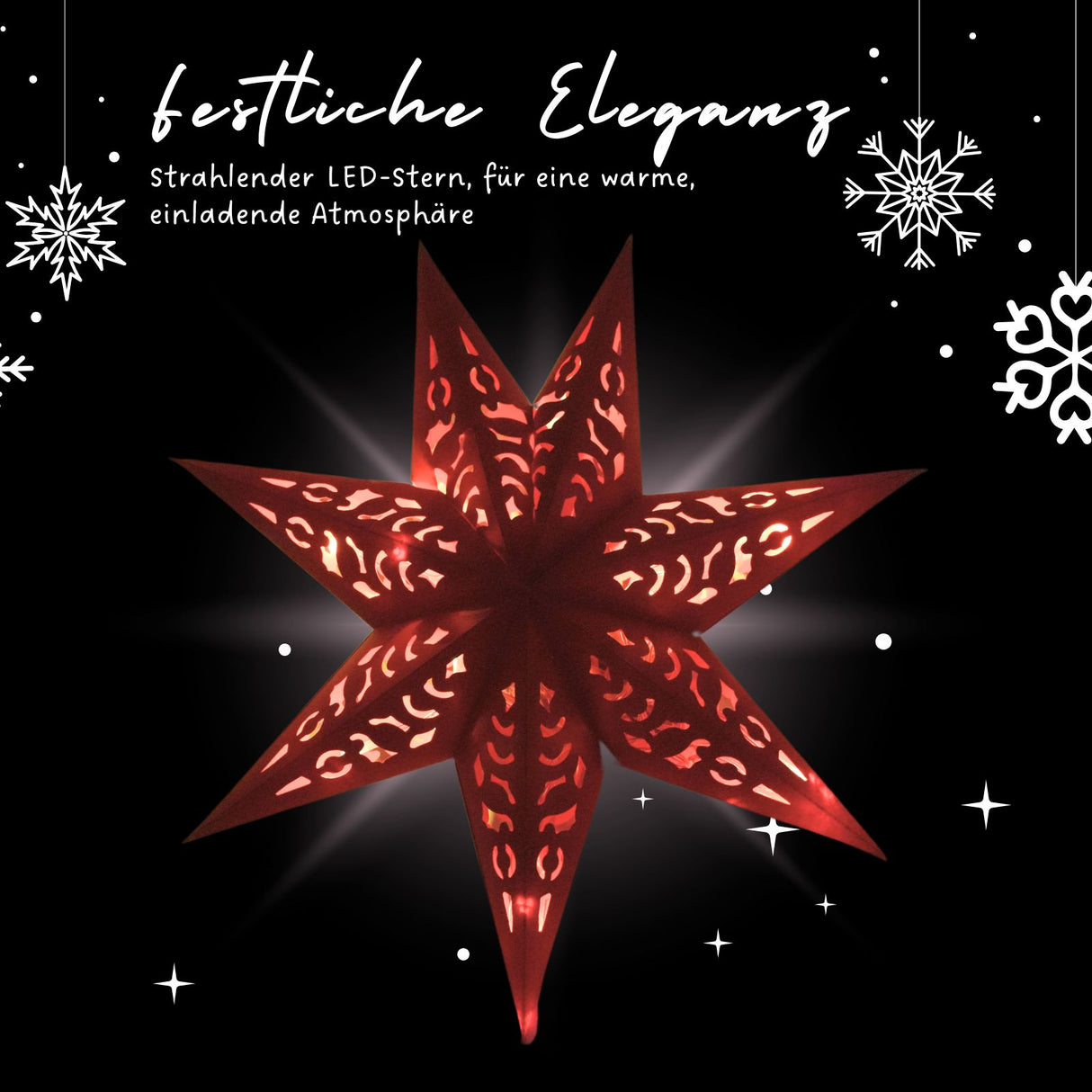 LED Faltstern Weihnachtsstern Leuchtstern Hanging Star Laterne Beleuchtung