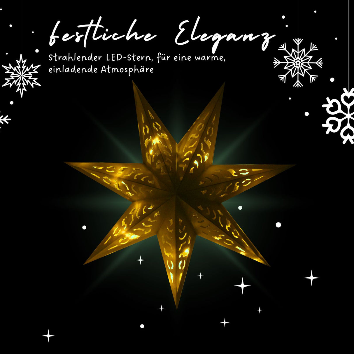 LED Leuchtstern Weihnachtsstern Beleuchtung Hanging Star Laterne Faltstern