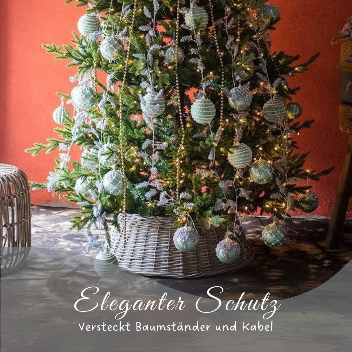 Rattan-Korbabdeckung Weihnachtsbaumkorb Tannenbaum-Kragen Christbaum-Rock