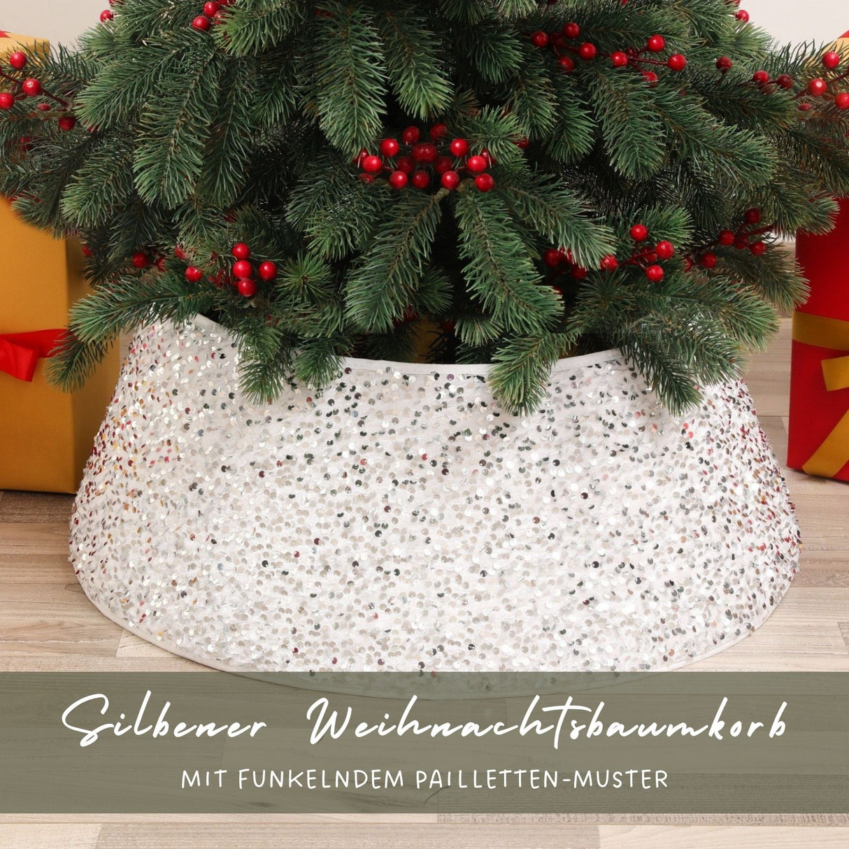 Christbaumrock Pailletten-Muster Weihnachtsbaumständer-Kragen Baumständer-Verkleidung