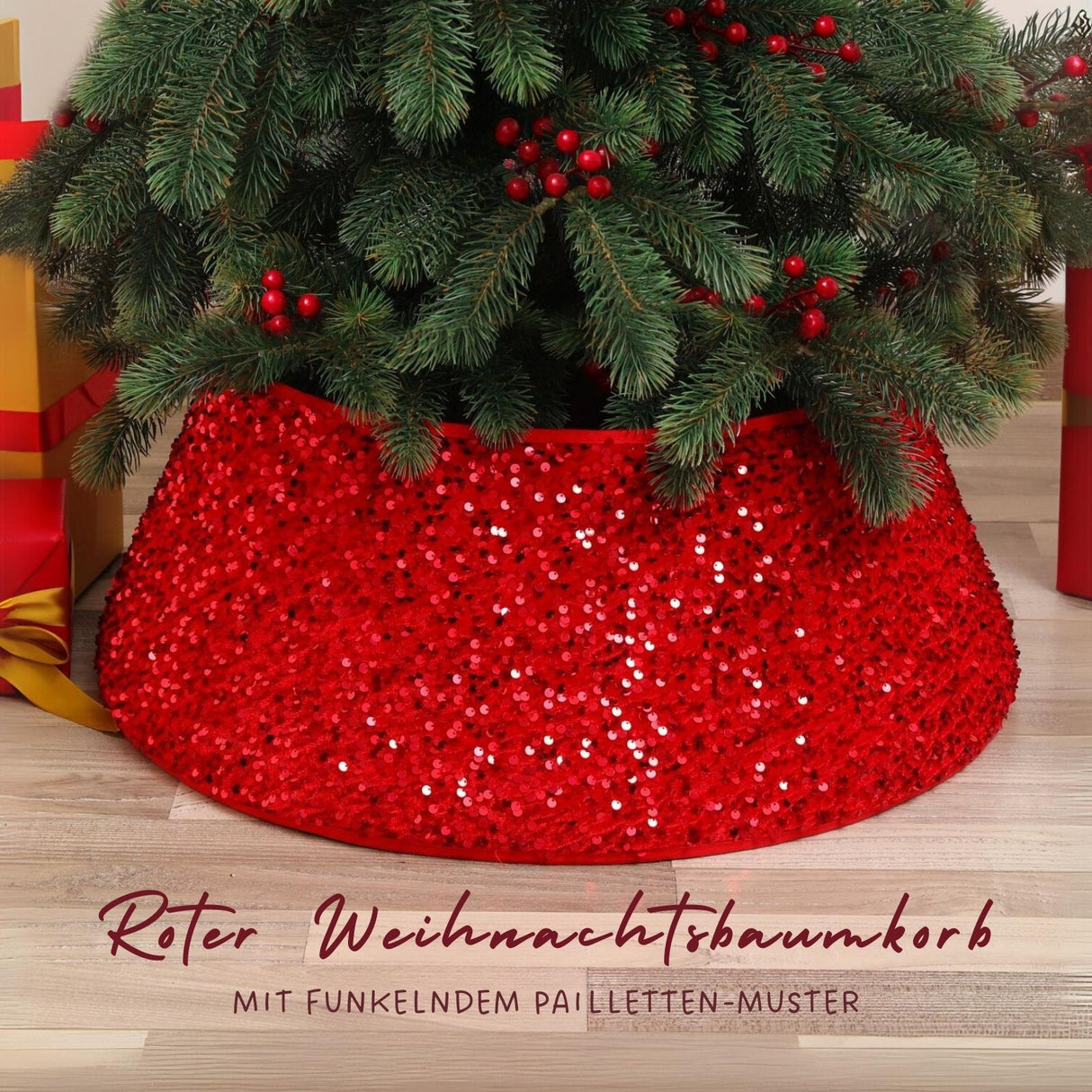 Baumständer-Verkleidung Pailletten-Muster Christbaumrock Weihnachtsbaumständer-Kragen